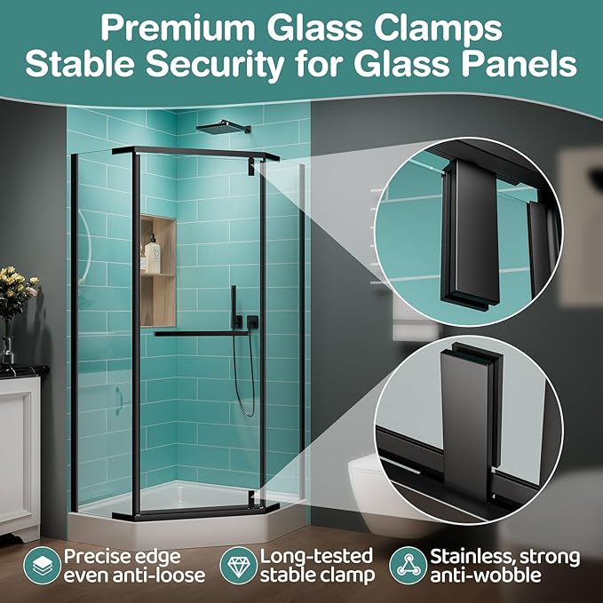 36 Corner Shower Door,36" W x 72" H Neo-Angle Corner Shower Enclosure,Frameless Pivot Shower Doors with 1/4” (6MM) SGCC Tempered Glass for Walk-in Shower,Matte Black