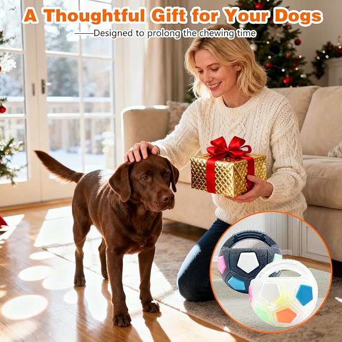 The Mellow Dog Calming Ball with Handle, Mellow Dog Calming Ball,Squeaky Floating Rubber Balls,Interactive Balls for Dogs Playing,Water Play,Training & Outdoor Games (Black)