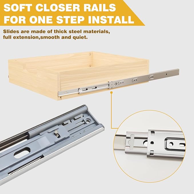 Pull Out Cabinet Organizer, 14''W×21''D×19''H Soft Close Slide Out Wooden Pull out Drawers, Three Tier Slide out Wood Cabinet Organizer, for Base Cabinet Organization in Kitchen, Pantry, Bathroom