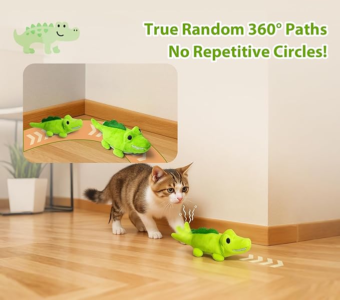 Peanut Tough Dog Toys for Aggressive Chewers - Indestructible Chew Toy Bone for M/L Breeds & 360° Random Movement, Tail Wagging & Catnip Stimulation - Electric Croc