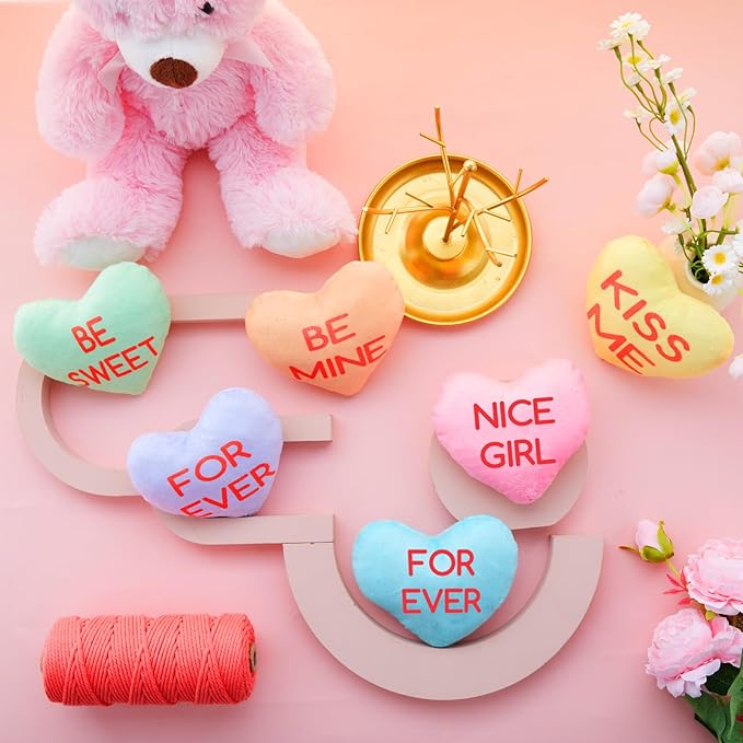 Jenaai 12 Pcs Valentines Day Dog Toys Conversation Heart Squeak Dog Toys Valentines Gifts for Small Medium Large Puppy Teething Chew Supplies