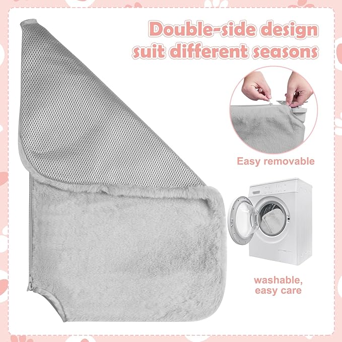 2 Pack Cat Window Perch,Cat Window Hammock Cordless Foldable Window Bed with 4 Large Strong Suction Cup,Reversible Cushion Cover,Metal Frame Easy to Adjust Window Supports 40lb(Gray,L)