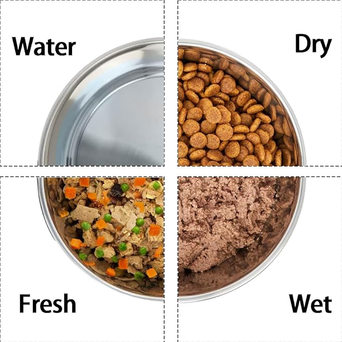 Deep Stainless Steel Non-Skid Dog and Food Bowls, Each Holds Up to 2 Cups, Set of 2 Packs(5.5 x 1.9 Inches)