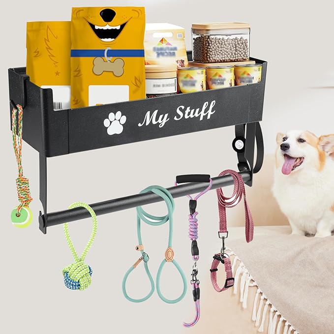 Geyecete Dog Leash Holder for Wall Hooks for Wall Hooks for Pet Carrier Leash Snack Storage Shelf Storage Gift for Dog Lover