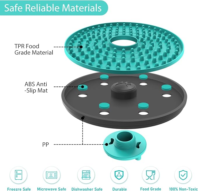 Lick Mat for Dogs, 2 Pcs Dog Crate Pads Slow Feeder, Pad Training Toy Plate,Very Suitable Peanut Butter, Treats Yogurt, Bolognese, Boredom and Anxiety Relief Licking Lake Blue 2pcs LEVEL-0