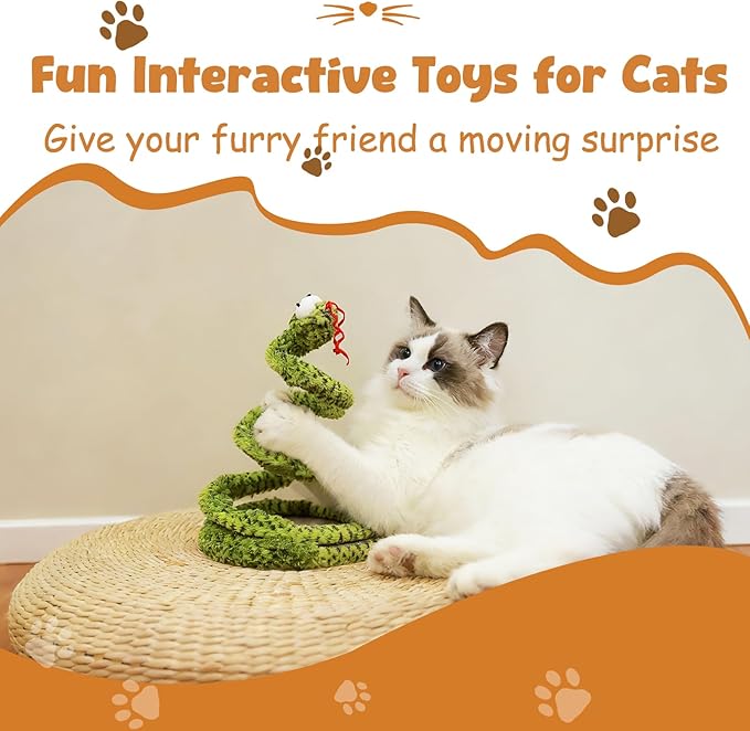 Cat Toy Indoor Cat: Cat Springs Snake Toy with Catnip - Interactive Toy with Rattling Stones & Rustling Sounds, Quirky Shapes for All Breeds to Play Alone (Yellow)
