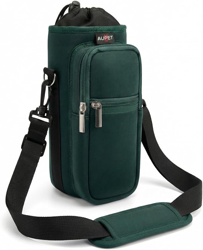 AUPET Water Bottle Sling Bag Sleeve Holder Carrier 25/32/40/64 oz,Insulated Crossbody Water Bottle Case Cover with Strap and Pockets for Men/Women Walking Hiking