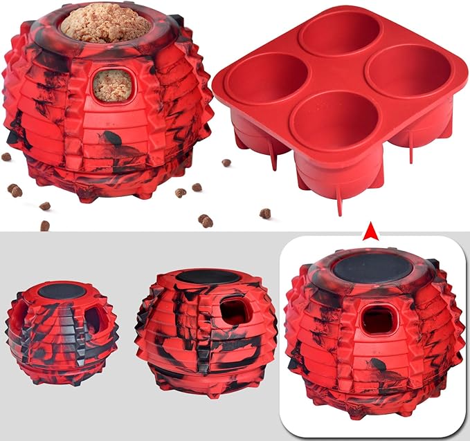 XHX Long-Lasting Interactive Dog Toy to Keep Your Pup Distracted - Safe for Dogs - Low-Mess Design - Dog Toys for XL Dogs 75 lbs and Up(Large, Red and Black)