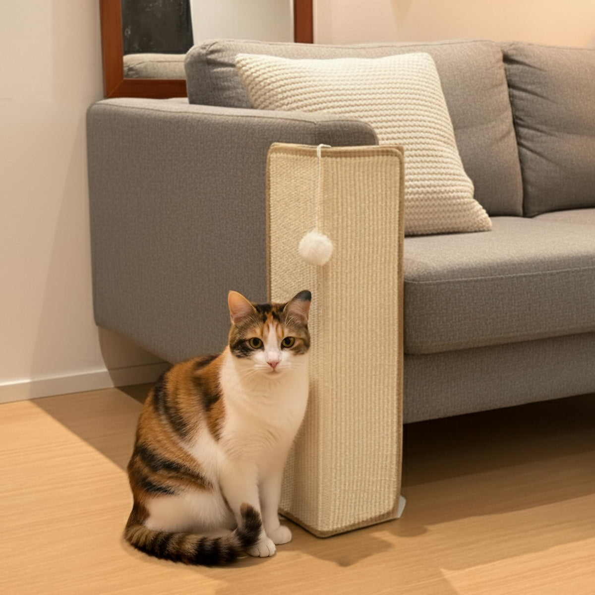 Under-Furniture Sisal Cat Scratcher with Toy Ball - Image 1