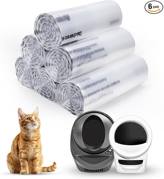 150 Pack Heavy Duty Self-Cleaning Litter Box Liners, Compatible with Litter-Robot 3/4, Extra Thick Waste Drawer Liners, 9-11 Gallons of Capacity, Easy to Empty