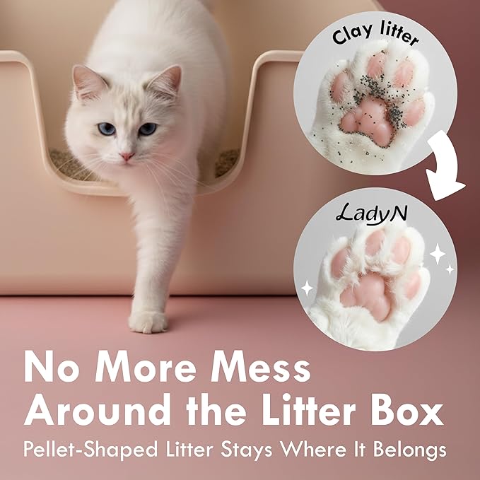 Lady N Pellet Tofu Cat Litter, Strong Clumping, Dust-Free Low-Track Water-Soluble, Natural Ingredients, Enviro-probiotic and Activated Carbon for Odor Control 18lb Yosemite Woody Scent + Unscented