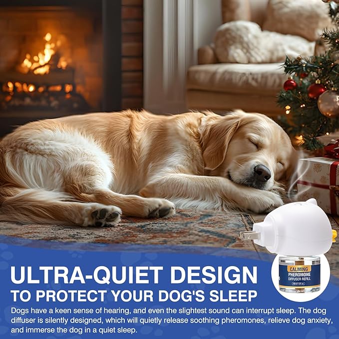 Pheromone Calming Dog Diffuser 4 in 1 Appeasing Pet Pheromones Diffuser to Calm Kit (Plug in+ 3 Pack 48ml Refill) for Anxiety Relief Reduce Barking Aggression Fighting Stress 90 Day Supply