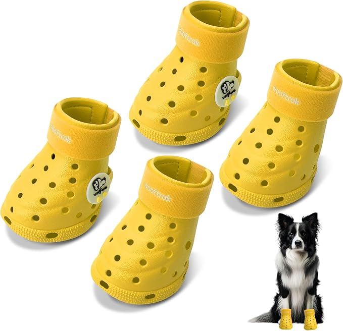 Dog Shoes Breathable Dog Shoe for Hot Pavement, Dog Booties and Paw Protectors, Non-Slip Waterproof Dog Sandals Boots (Yellow, S: (2.3’’x1.8'')(L*W))