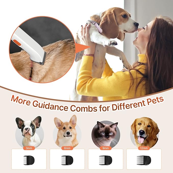 Pet Hair Vacuum Grooming Vacuum, Dog Grooming Kit for Shedding Pets, Hair Trimmer Hair Vacuum, 1.5L, Adjustable 3 Suction Mode, Low Noise