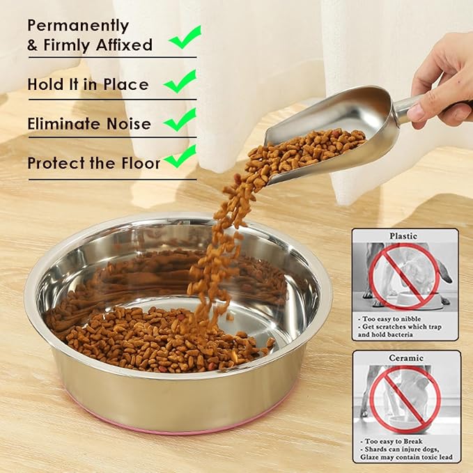 Deep Stainless Steel Non-Skid Dog and Food Bowls, Each Holds Up to 2 Cups, Set of 2 Packs(5.5 x 1.9 Inches)