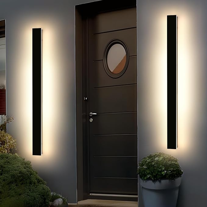 Mikeru 57inch Long LED Light Fixtures, 3000k Exterior Wall Sconces, Acrylic Invisible Exterior Wall Light for Porch Modern Outdoor Wall Mount Lighting for House Porch Patio Garage