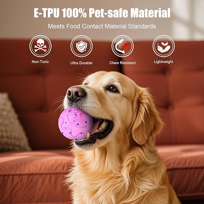 Interactive Dog Ball, Smart Dog Toy for Medium and Large Dogs, Automatic Moving, Rotating & Bouncing, E-TPU Material, IP54 Waterproof, Motion-Activated Dog Stimulation Toy to Keep Them Busy