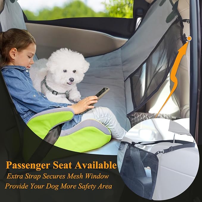 VIVAGLORY Dog Seat Cover Easyhammock Dog Hammock, Seat Cover for Car, Back Backseat Split Hair Resistant Protector for Pet, Standard, Grey