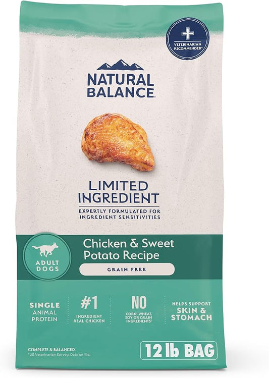 Natural Balance Limited Ingredient Adult Grain Free-Dry Dog Food, Chicken & Sweet Potato Recipe, 12 Pound (Pack of 1)