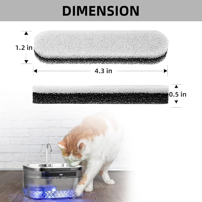 Cat Water Fountain Filters, 6 Packs/Box Replacement Filters for MAILOFY WF220 Automatic Cat Water Fountain 75oz/2.2L, Activated Carbon 3-layer Filtration to Purify Water and Remove Odors