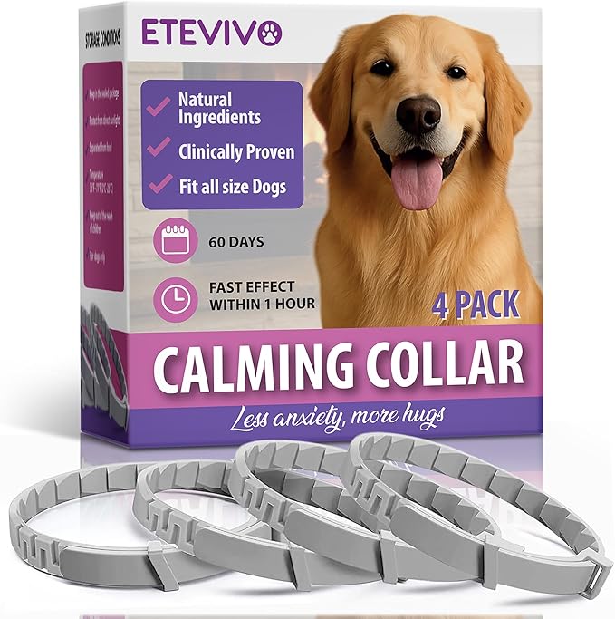 Calming Collar for Dogs 4 Pack – Dog Pheromone Collars Anxiety Relief, Stress & Separation – 25 Inches Adjustable Fits Small Medium Large Dogs – Long Lasting 60 Days, Helps Reduce Bad Behavior