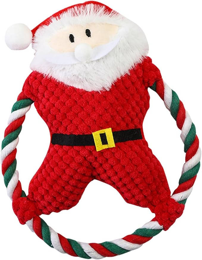 Squeaky Plush Dog Toys for Anxiety Relief & Teeth Maintenance | Cute Cartoon Interactive Stuffed Toy for Dogs/Cats | Trusted Chew - Strong Material, Portable Pet Plaything (Red)