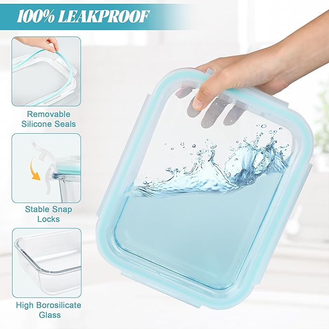4 Pack [78 oz & 36 oz] Large Glass Food Storage Containers with Lids, Glass Meal Prep Containers Set with Airtight Lids - BPA Free, Ideal for Food Storing/Serving, Microwave/Oven Safe