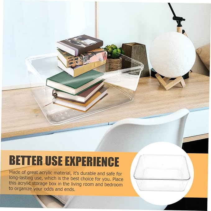 NUOBESTY Book Storage Box Lid Stackable Dustproof Organizer for Student Textbooks Acrylic Sundry Storage Container for Dorm Room Essentials
