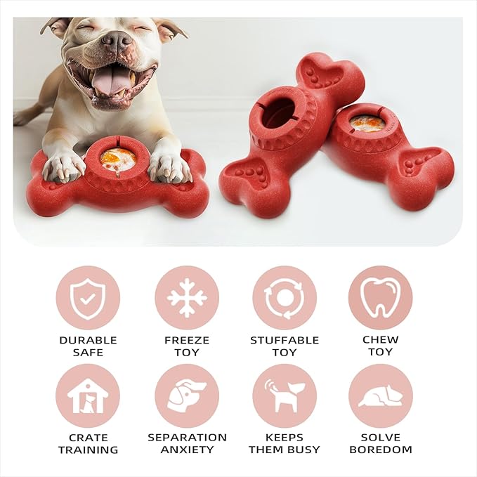 Freeze Bone Dog Toy Interactive Treat Dispensing Chew Toy for Large Aggressive Chewers, Enrichment Puzzle Feeder for Mental Stimulation Reduces Anxiety & Extends Playtime
