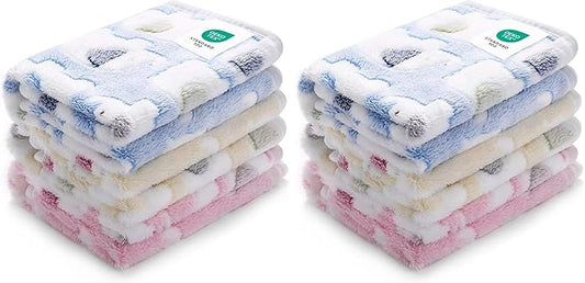 2 Pack 3 Blankets Super Soft Fluffy Premium Cute Elephant Pattern Pet Blanket Flannel Throw for Dog Puppy Cat Blue/Pink/Yellow Small(23x16 inch)