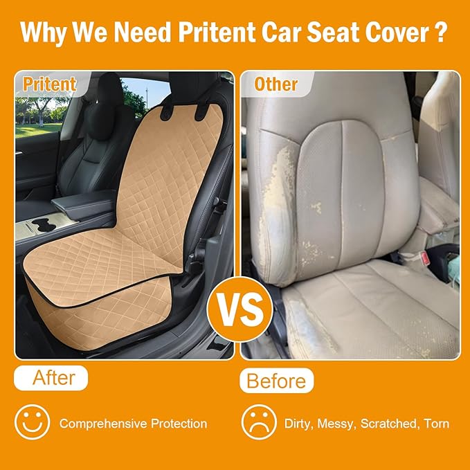 Dog Car Seat Covers Waterproof, Scratch-Proof Pet Front Cover for Cars, Nonslip Pet Passenger Seat Cover Protector, Universal Fit for Cars Trucks SUVs, Large, Grey
