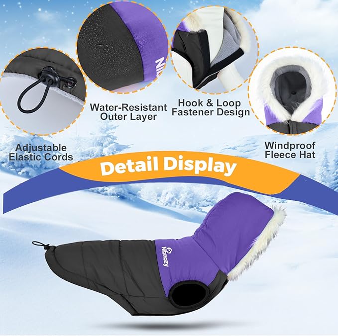 Dog Winter Coat with Hood, Fleece Lined Waterproof Dog Jacket,Warm Snowsuit for Small Medium Dog