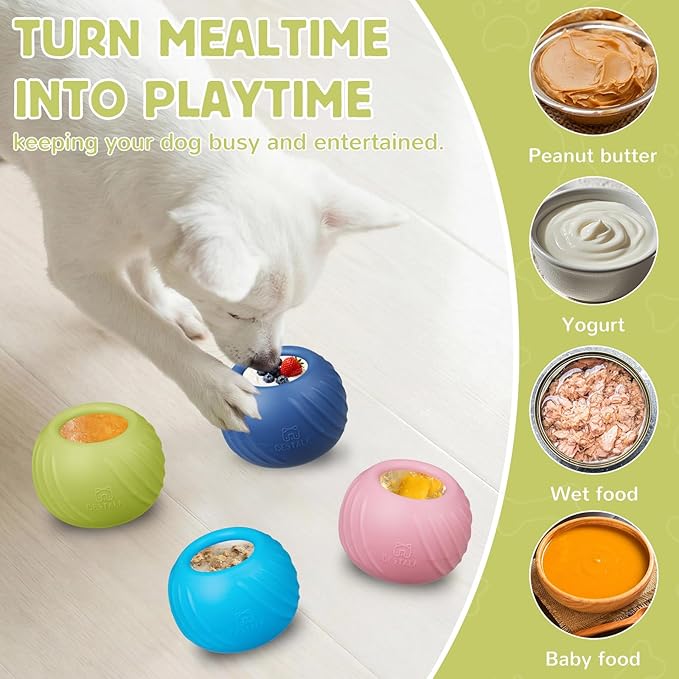 Long-Lasting Dog Lick Toy, Wobbly Dog Enrichment Lick Bowl to Keep Dogs Busy, Interactive Stuffable Dog Treat Feeder for Boredom, Silicone Treat Dispensing Chew Toy(Green,S)