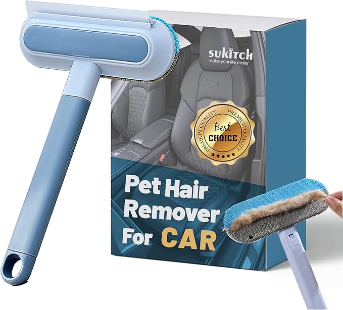 Dog Hair Remover for Car, Complete 3 in 1 Pet Hair Detailer Brush - Auto Detailing Tool for Car and Home Removes Hair from Car Seats, Carpets, and Couches, Reusable Fur Cleaning Solution