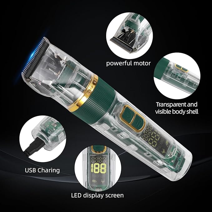 Pet Dog Grooming Kit Low Noise - Rechargeable Cordless Dog Clippers, IPX7 Waterproof Clippers with 4 Guide Combs & Stainless Steel Blade for Cats/Dogs/Small Animals