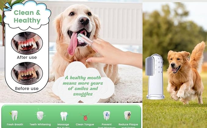 Slow Feeder Insert for Dog Bowl with Suction Cups – Anti-Choke Silicone Design Fits Most Dog Bowls – Includes 3 Finger Toothbrushes for Puppy & Pet Dental Care| We Give Back