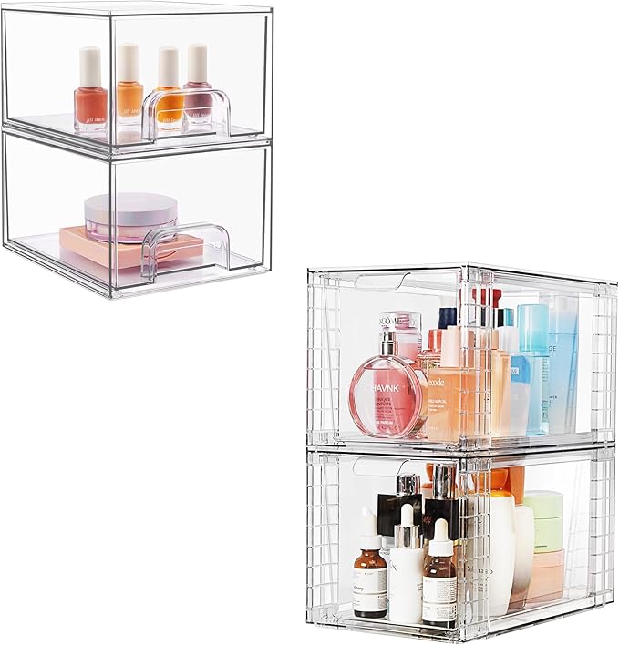 Vtopmart 4 Pack Stackable Makeup Organizer Storage Drawers Set