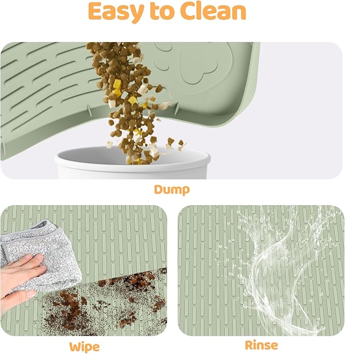 Dog Food Mat, Extra Large 57" x 40" Silicone Pet Feeding Mat with Raised Edge Pet Placemat for Small, Medium, and Large Pets Non-Slip, Easy to Clean (Green)