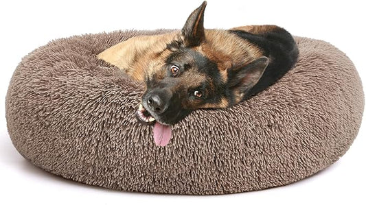 MIXJOY Orthopedic Dog Bed Comfortable Donut Cuddler Round Dog Bed Ultra Soft Washable Dog and Cat Cushion Bed (20''/23''/30''/36'') (36''x36'', Brown)