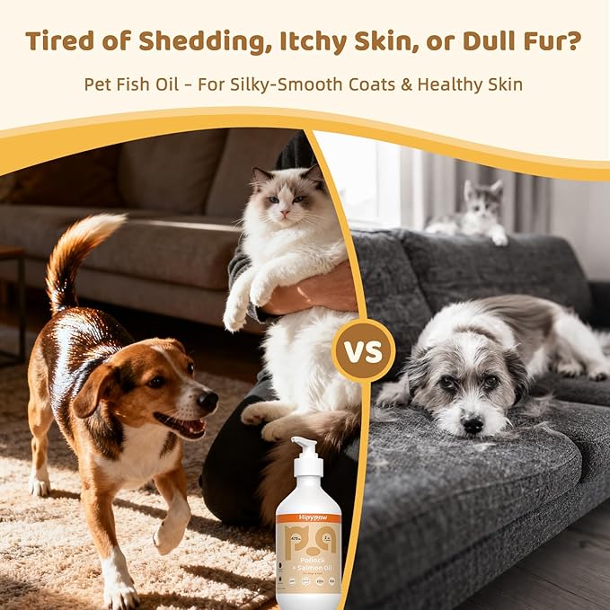 Fish Oil Omega 3 for Dogs - Salmon & Pollock Oil for Dog and Cat - Defense Liquid Supplement for Skin, Coat Brain, Hip, Joint and Heart Health - Omega Oil for Pet(16OZ)