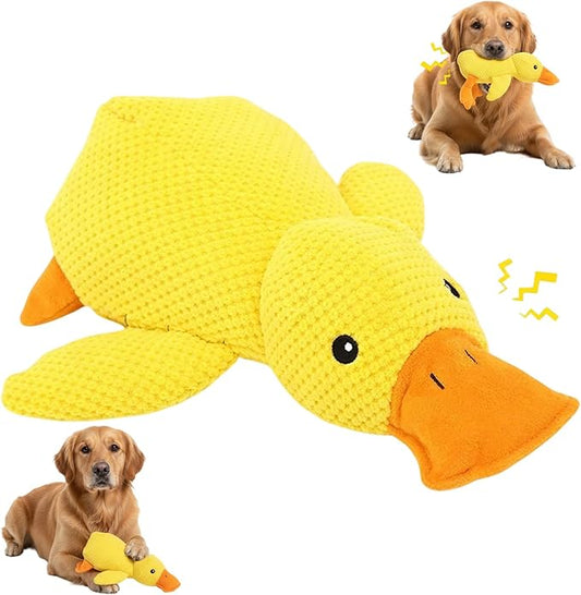 1 PCS Calming Duck Toy for Dogs, The New Mellow Dog Calming Duck, Soft Plush Yellow Duck Dog Toy, Anxiety Relief for Pets, Quacking Sound for Indoor Dogs, 23x20 cm