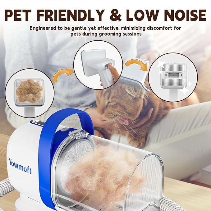 Dog Grooming Vacuum & Kit, 15 Pet Grooming Tools, Max 11 Kpa, 2 L Capacity, Pet Groomer for Dogs/Cats/Home