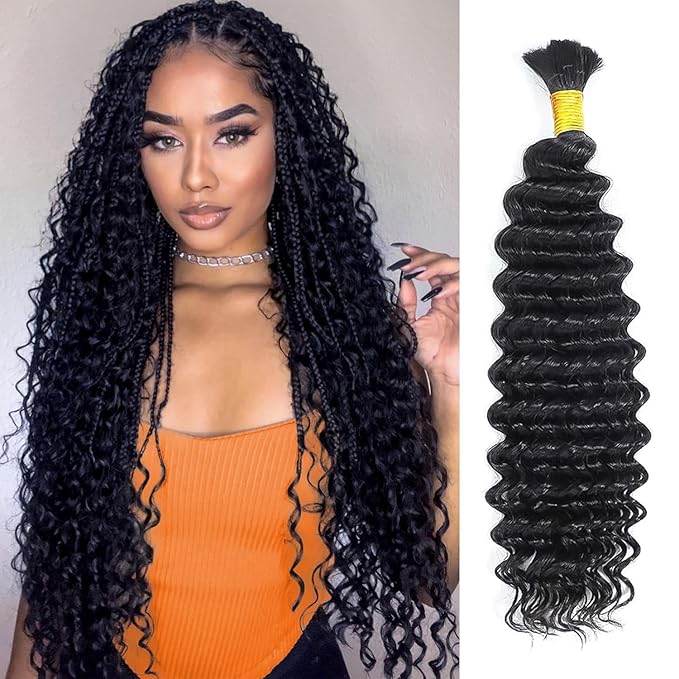 Selina Human Braiding Hair 1 Bundle 50g Loose Deep Human Hair Bulk Micro Braiding Hair Deep Wave Bulk Human Hair For Braiding Natural Black Color (Loose Deep, 28inch)