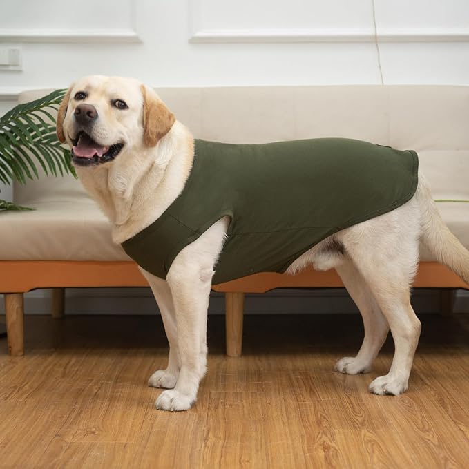 KOOLTAIL Dog Clothes for Large Dogs, 2 Pack Cotton Fall/Winter Warm Dog T Shirts Coats for Outdoor, UV & Insect Protection Anti-Hair Loss & Lightweight Pet Vest Tank Tops Apparel,Green&Light Green,2xL