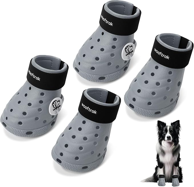Dog Shoes Breathable Dog Shoe for Hot Pavement, Dog Booties and Paw Protectors, Non-Slip Waterproof Dog Sandals Boots (Gray+Black, S: (2.3’’x1.8'')(L*W))