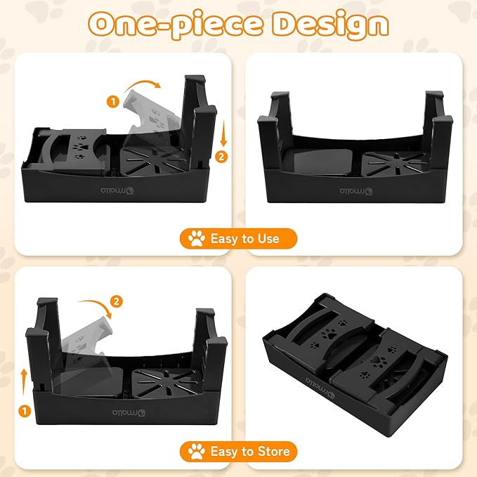Elevated Slow Feeder Dog Bowls, Adjustable Raised Dog Bowl with No-Spill Water Bowl, Non-Slip Stand for Large, Medium, Small Dogs - 4 Heights: 3.7", 8.5", 10.1", 11.7" - Black