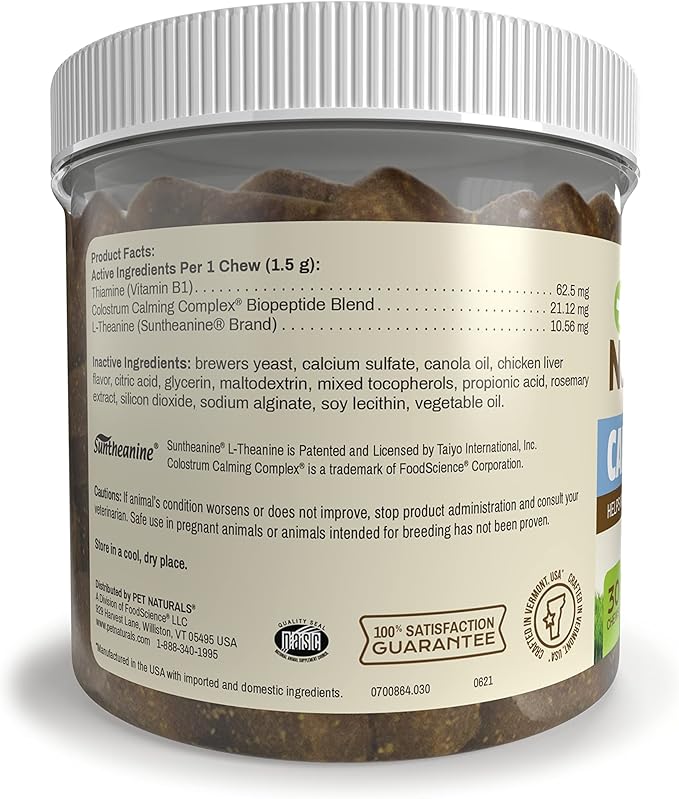 Pet Naturals Calming Chews for Medium and Large Dogs, 30 Chicken Liver Flavored Soft Chews, Anxiety Relief for Barking, Separation Stress, Fireworks and Thunder, Naturally Sourced Behavioral Support