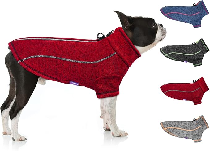 cyeollo Fleece Dog Jacket Zipper up Sweaters Reflective Small Dog Coats with D Ring Warm Sweaters Dogs Clothes for Pet Apparel