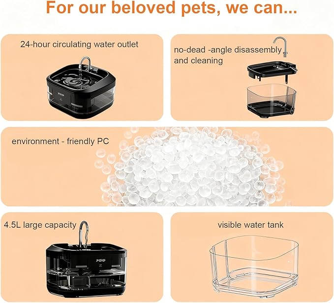 Cat Water Fountain for Drinking,108oz/3.2L Automatic Water Dispenser for Cats, Water Fountains for Cats Indoor Outdoor, Corded Dog Water Fountain