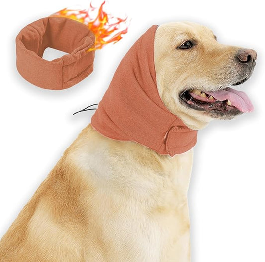 Ear Muffs for Dogs,Warm Winter Head Wrap Calming Hoodie,No Shake Anxiety Relief Pet Covers Ear Noise Protection Vest for Dogs Thunder Fireworks,Vet Visits,Grooming(Orange,M)